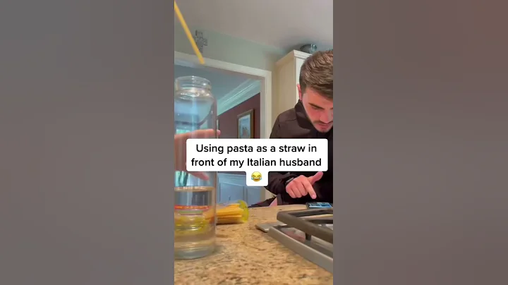 Using pasta as a straw in front of my Italian husb...