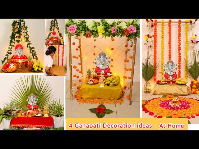 Last Minute 4 Easy Ganpati decoration ideas at home| Ganpati ...