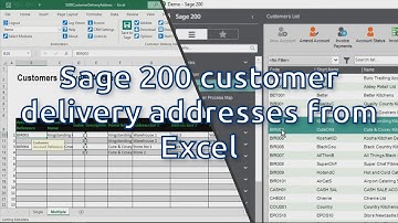 How to use Excel to create, amend, and set default Sage 200 customer delivery addresses