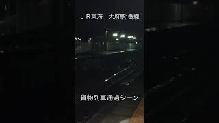 ＪＲ東海大府駅1番線貨物列車通過シーン