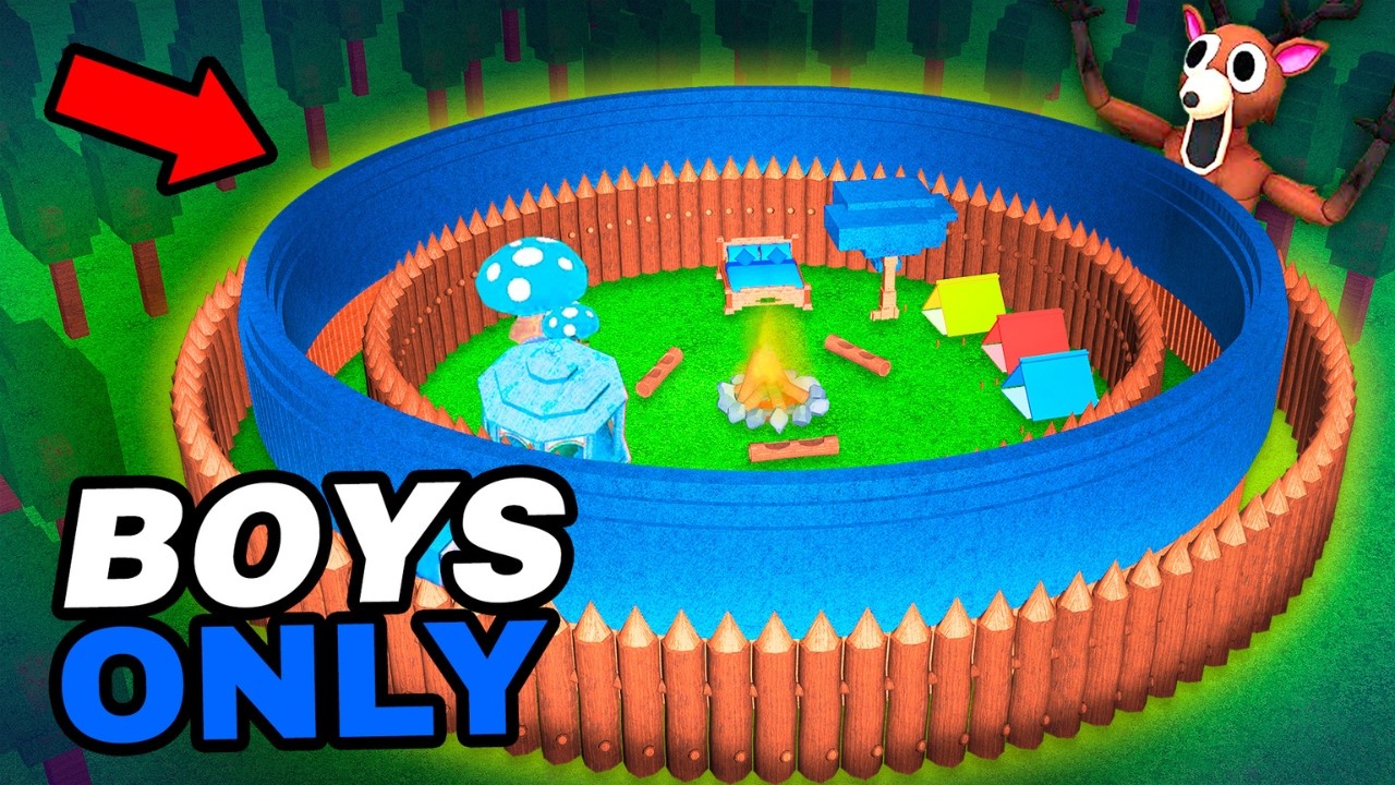 I Built The SAFEST Ultimate BOYS ONLY Base in 99 Nights In The Forest