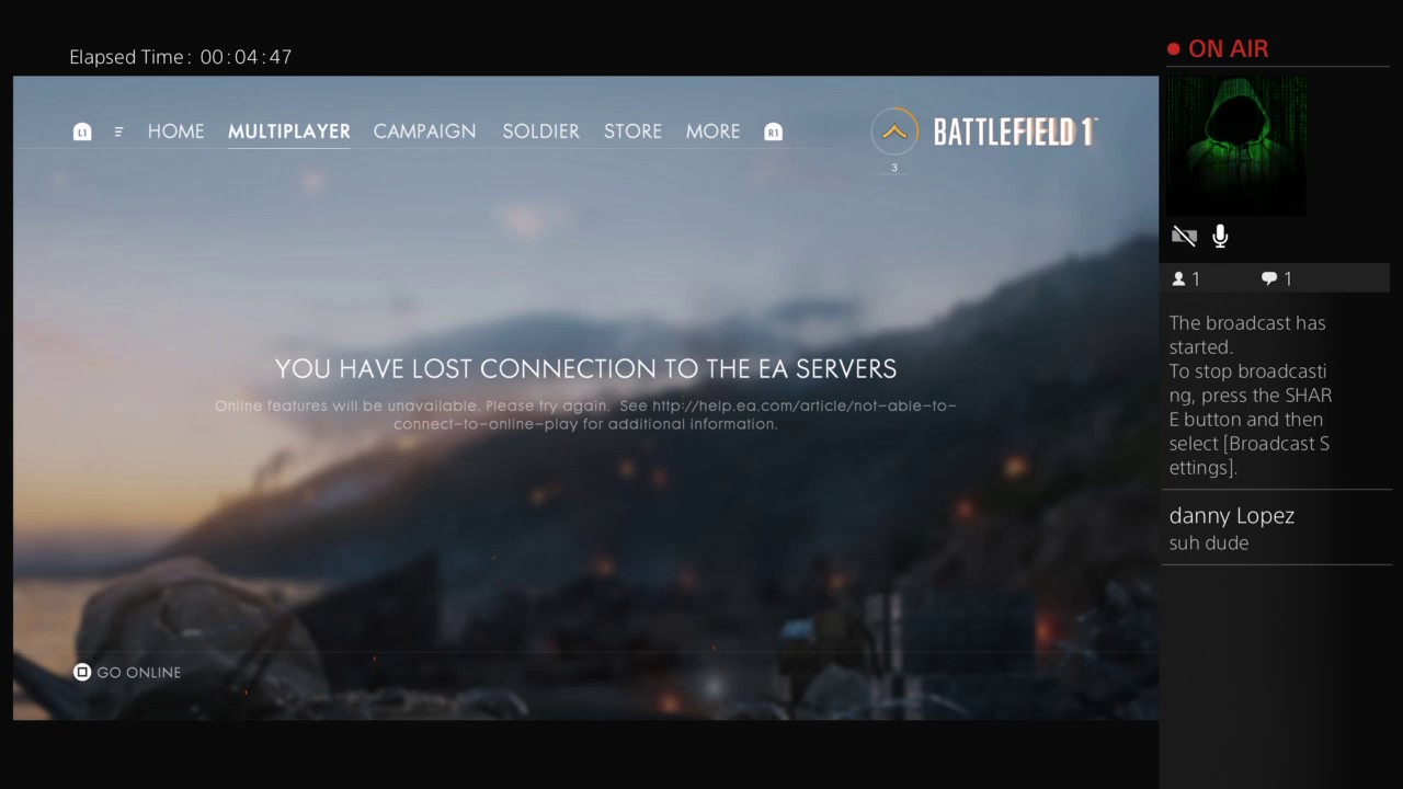 Connection lost server is unavailable. Battlefield 1 you have Lost connection. No moral Conflict. You died on the Battlefield and you. By m.