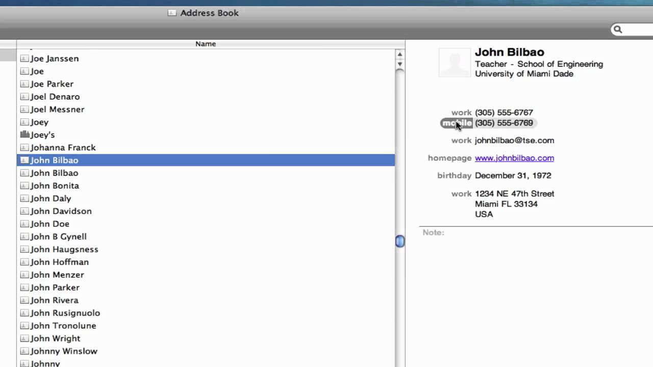 apple address book