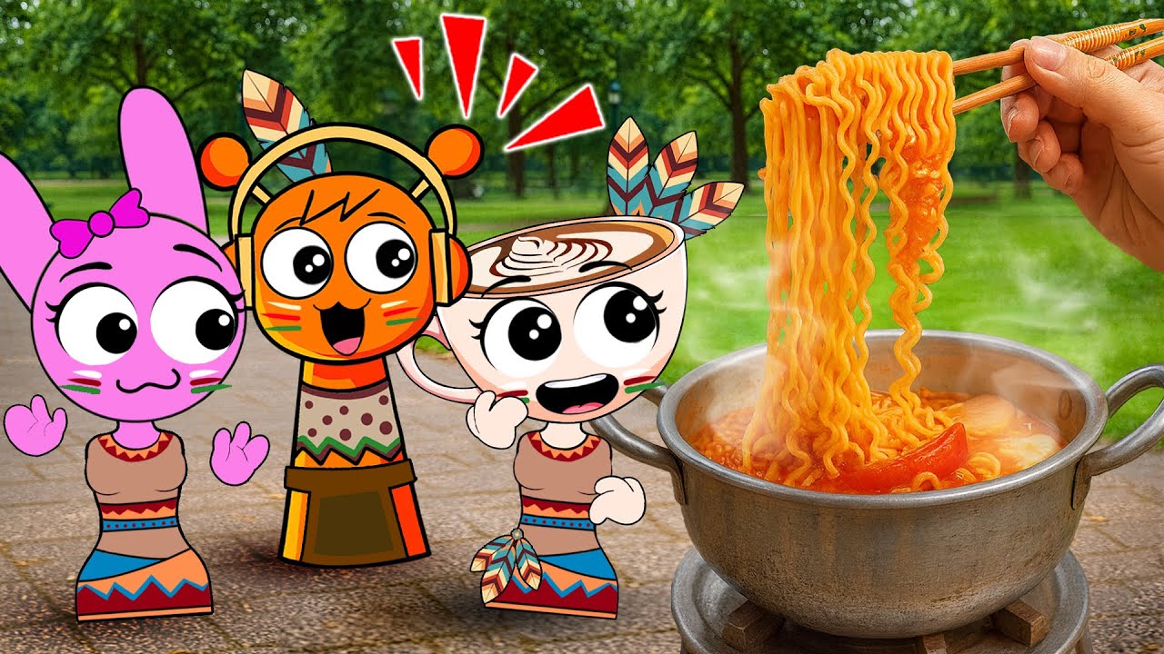 Пещерные люди ОРЕН, КАПУЧИНА И ПИНКИ в современном мире! 🍜😂 (Спрунки в реальной жизни)