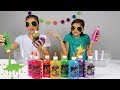 DESAFIO DO SLIME COM 3 CORES DE COLA E OLHOS VENDADOS!! 3 colors of glue slime challenge!!