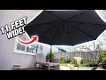 Installation du plus grand parasol de terrasse ensemble de meubles parapluie de terrasse bluu  comment