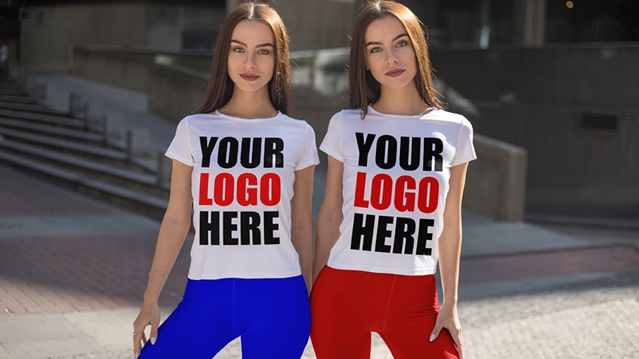 Download Twins T Shirt And Leggings Mockup Top Female Tshirt Mockup Advertise Logo Design On Tshirt Girls Youtube