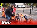 Insulate Britain: Driver hurls ink in faces of protesters