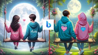 Viral Couple Name Ai Photo Editing | Couple T-Shirt Name photo Kaise Banaye | bing image creator screenshot 4