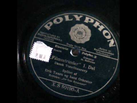 Filmsstrimler with Erik Tuxen's Orchestra. In 1931 the first Danish talking movies were produced, and in 1932 the first Danish movie melodies were composed. This record contains some of the most beloved Danish movie melodies during the year of 1932. This video also shows some of the Danish movie stars in 1932. The singers on this record is the jazz singing group "De fem Syncoper" ( The Five Syncopers ). De fem Syncoper were: Bernhard Christensen, Aksel SchiÃ¸tz, Ulla Krause, Grethe HemmeshÃ¸j-Frederiksen and Grethe Kordt. De fem Syncoper exixted between 1932-35. Part 1: 1. Gaa med i Lunden. 2. Alle Fugle flÃ¸jter. 3. Titte til hinanden. 4. Hvorfor saa alene. 4. Rytme. Part 2: 1. Hvor er der en lille Pige. 2. Glemmer Du ? 3. HÃ¸jt at flyve. 4. DrÃ¸mmer man om det.