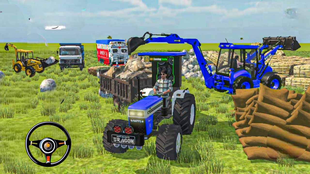 🔴Drive,JCB, TRACTOR, DAMPER, TRUCK Loding stone 🪨 And going Home🚛#jcb #tractor #damper #truck 