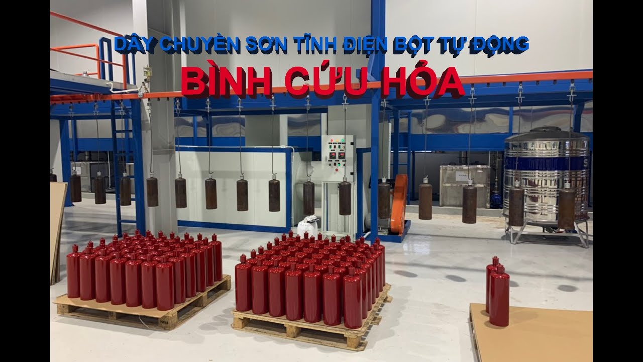 Dây chuyền sơn tĩnh điện tự động bình cứu hỏa