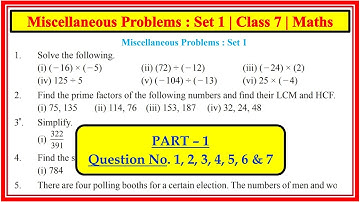 Miscellaneous problems set 1 class 7 | Math