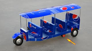 Faça um riquixá Tuk Tuk com latas de Pepsi - Riquixá automotivo - Carros em casa