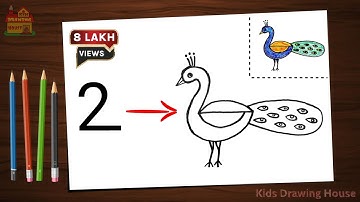 Peacock drawing easy with color | peacock drawing step by step for kids and beginners