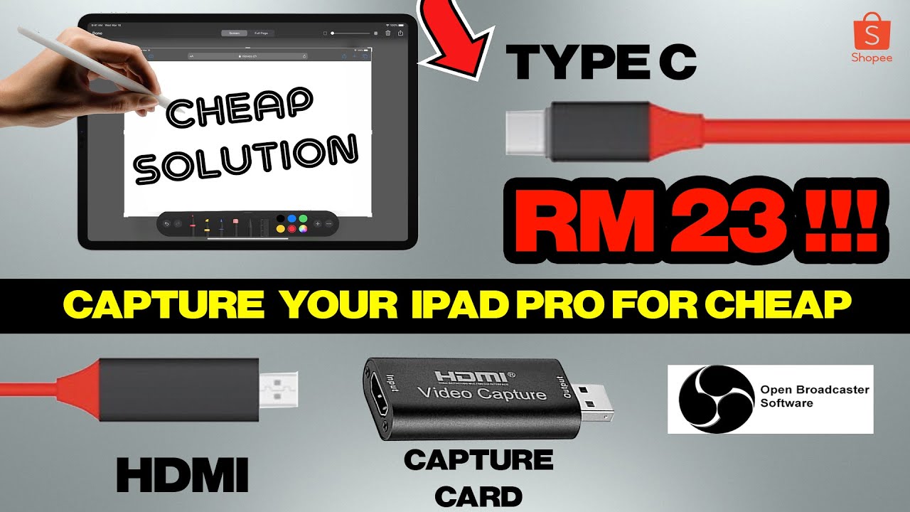CHEAP SOLUTION TO GET IPAD PRO ON OBS WITH HDMI TYPE C CABLE FOR ONLY RM23!  / $5 DOLLARS 