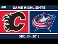 NHL Highlights | Flames vs. Blue Jackets - Dec 4, 2018