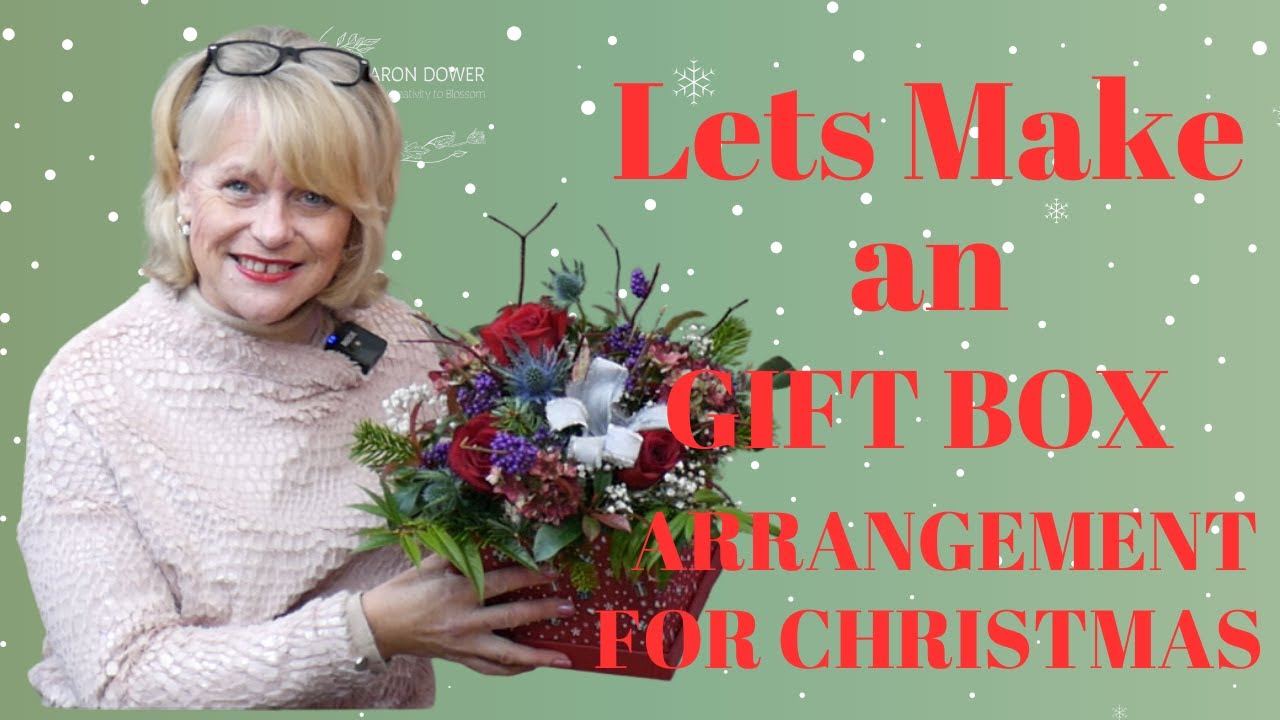 Как сделать рождественскую цветочную композицию в картонной подарочной коробке