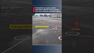 Kar yağışı altında motosiklet ehliyeti sınavına giren kişi, kayıp düşünce sınavdan elendi. #shorts