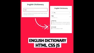 English Dictionary using Html Css and JavaScripts