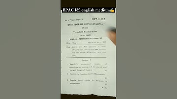 BPAC132 Administrative thnikers (english medium pattern)#BPAC 132#englishmedium#previousyearquestion