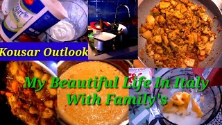 My Beautiful Life in Italy With Sweet family ?|Qeema and Mix Vegetabl|4K Ultra Hd Vedio#Kousaroutloo