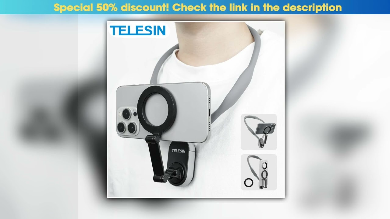 TELESIN Silicone Magnetic Neck Mount Quick Release Hold for Iphone 15 14 13 12 11 10 SAMSUNG