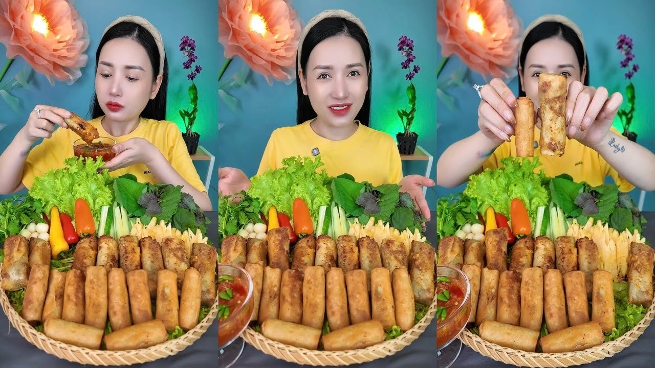 Mâm Chả Giò Tôm Thịt Giòn Rôm Rốp Cuộn Rau Siêu Đã | SALLY HẠNG