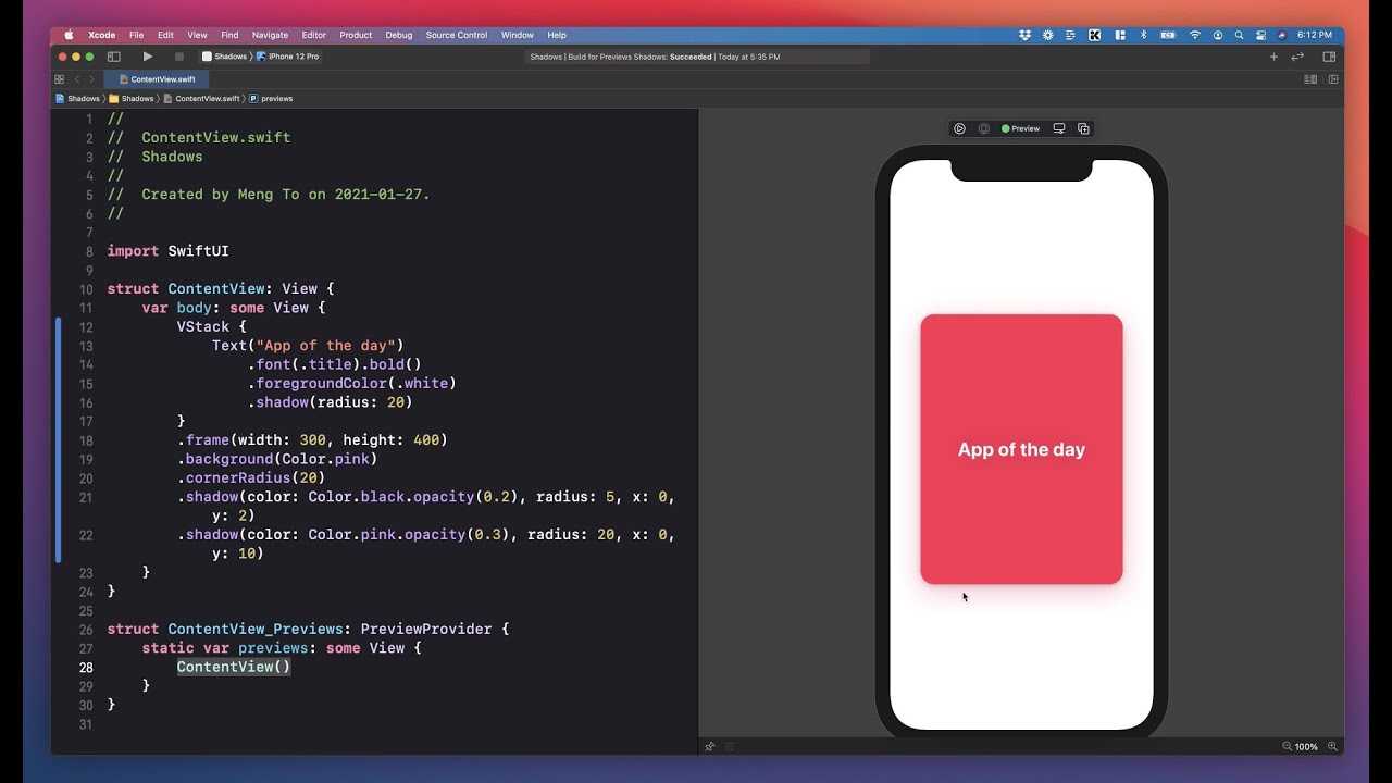 Color Shadows and Opacity in SwiftUI