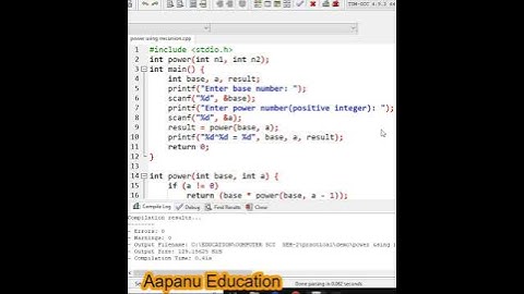 calculate the power using recursion in c program #shorts #recursion #power #clanguage #cprogram