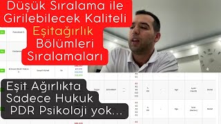 Düşük Sıralama Ile Girilebilecek Önü Açık Eşit Ağırlık Bölümleri Puanları Sıralamaları Yks Tercih
