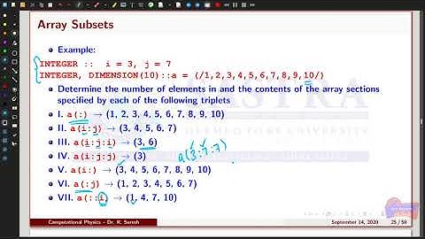 Computational Physics -- FORTRAN 90/95 Arrays in Fortran -- MSc., SASTRA |Lecture-12|