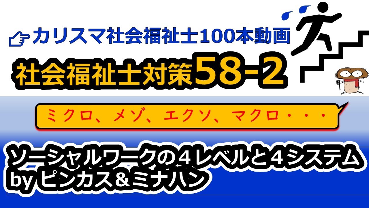 社会福祉士国試対策58 2 ソーシャルワーク ミクロレベル メゾレベル エクソレベル マクロレベル Youtube