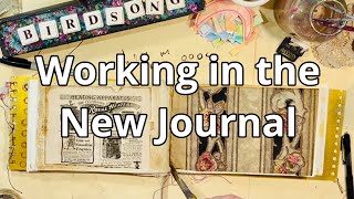 Gold Journal with Vintage Ephemera and Grunge