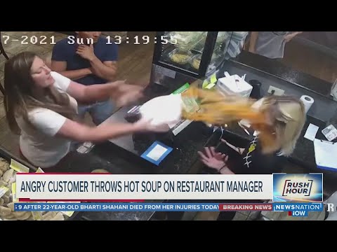 Watch: Woman throws soup at restaurant worker's face | Rush Hour