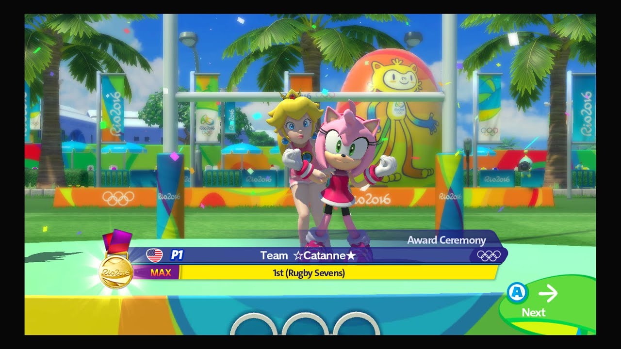 Mario and Sonic at the Rio 2016 Olympic games Rugby Sevens