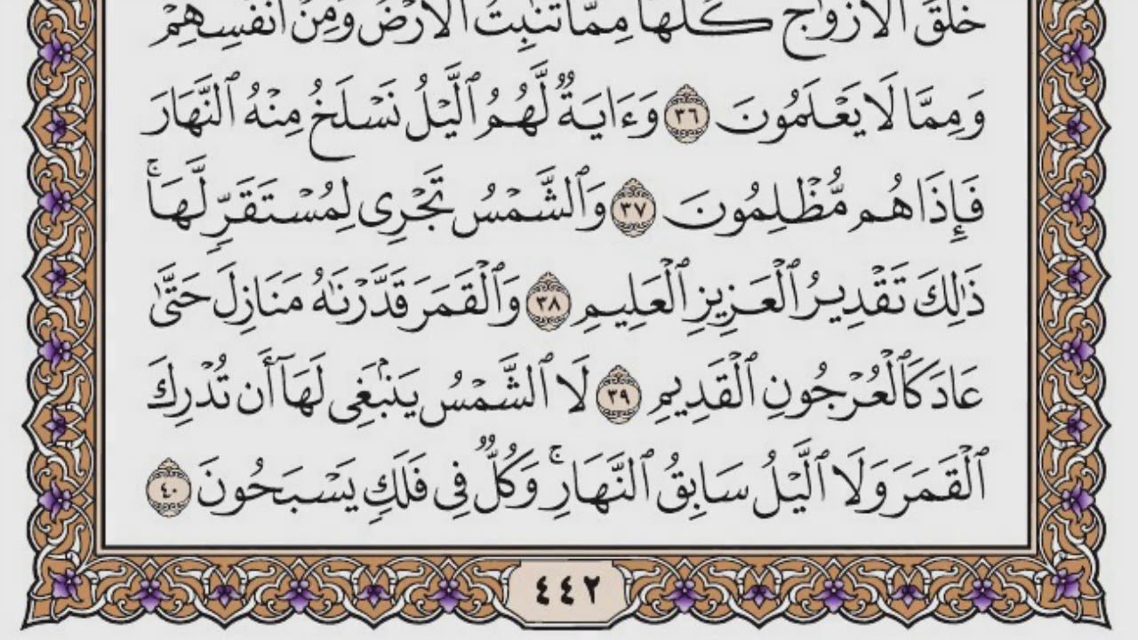 سورة يس مكتوبة / فضيلة الشيخ مشاري العفاسي