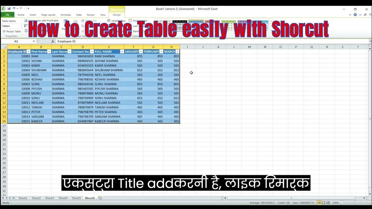 How to Create a Table in Excel | How to Create a Table in Excel ...