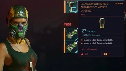 Legendary Gas Mask 2 Mod Slots Cyberpunk 2077