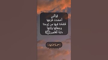 سورة الأنبياء الآية ٩١ بصوت الشيخ محمد صديق المنشاوي