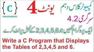 activity 4.2 computer science 10 class | print tables using nested loops | 2,3,4,5,6 tables in C