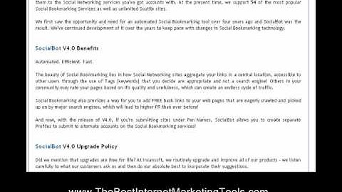 Social Bot - Social Bookmark submission - Internet Marketing Tools
