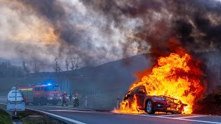 4.1.2024 Požár osobního automobilu BMW uzavřel sjezd ze silnice I/68 v Neborech | HZS MSK