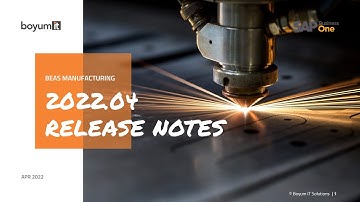 Beas Manufacturing 2022.04 - Release Notes