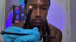 asmr eyes closed hearing/ear exam