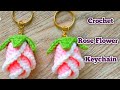 Crochet Rose Flower Keychain Tutorial step by step // Crochet Flower 🌹🌹Keychain