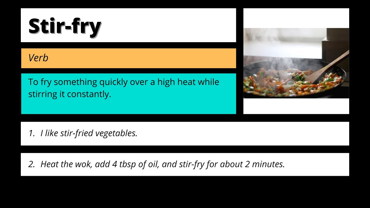 Stir Definiton Stir-fry - Verb | Pronunciation | Definition | Examples - YouTube