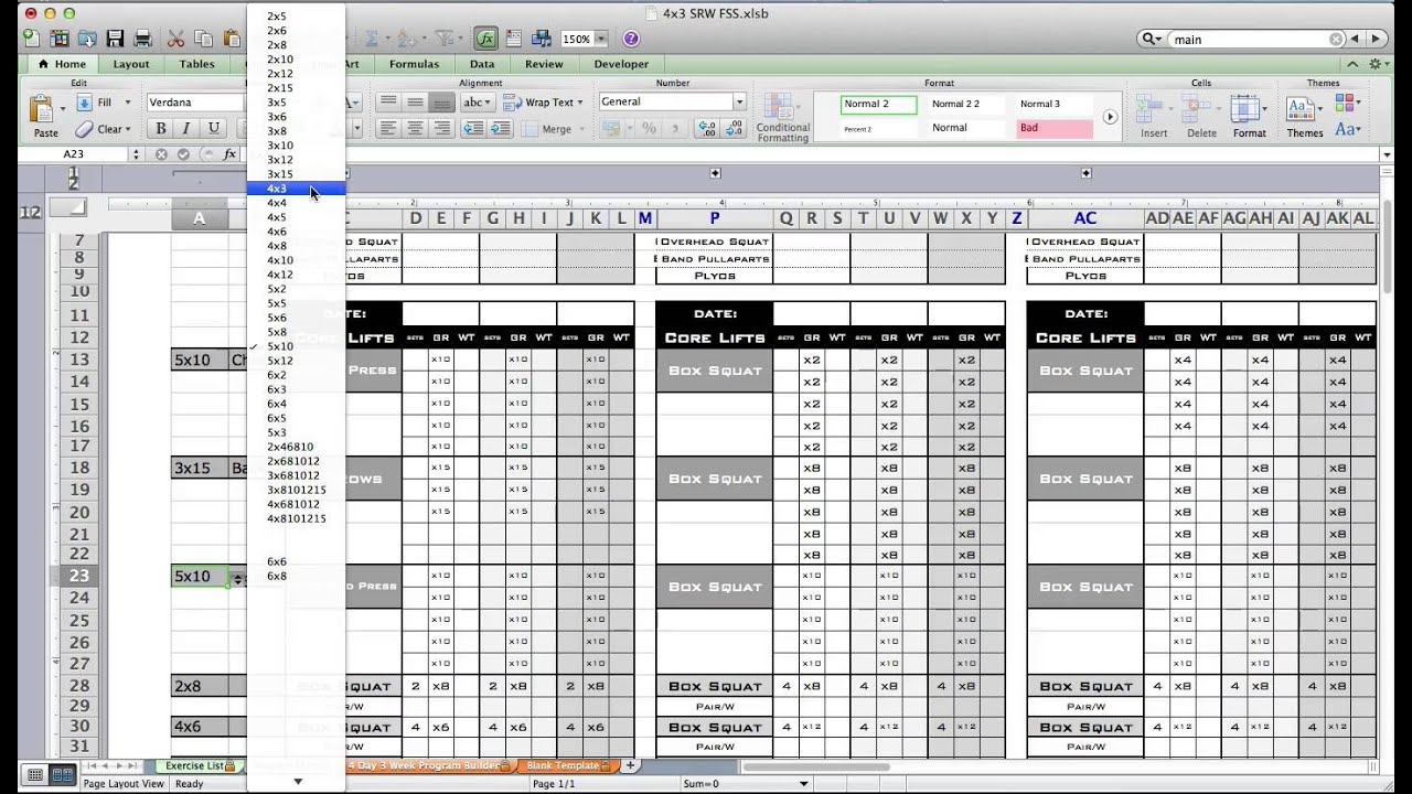 Exercise Chart Excel