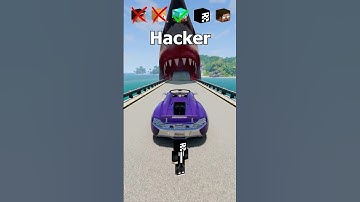 NOOB vs Girl vs PRO vs HACKER vs HEROBRINE Car Jump Challenge! 😂 🚗  #shorts #beamngdrive