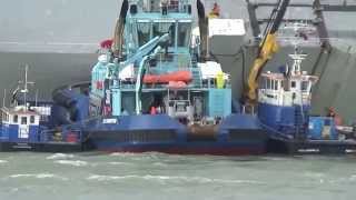 Car Transporter Ship Hoegh Osaka Grounded On The Bramble Sandbank, Viewed From The Ferry